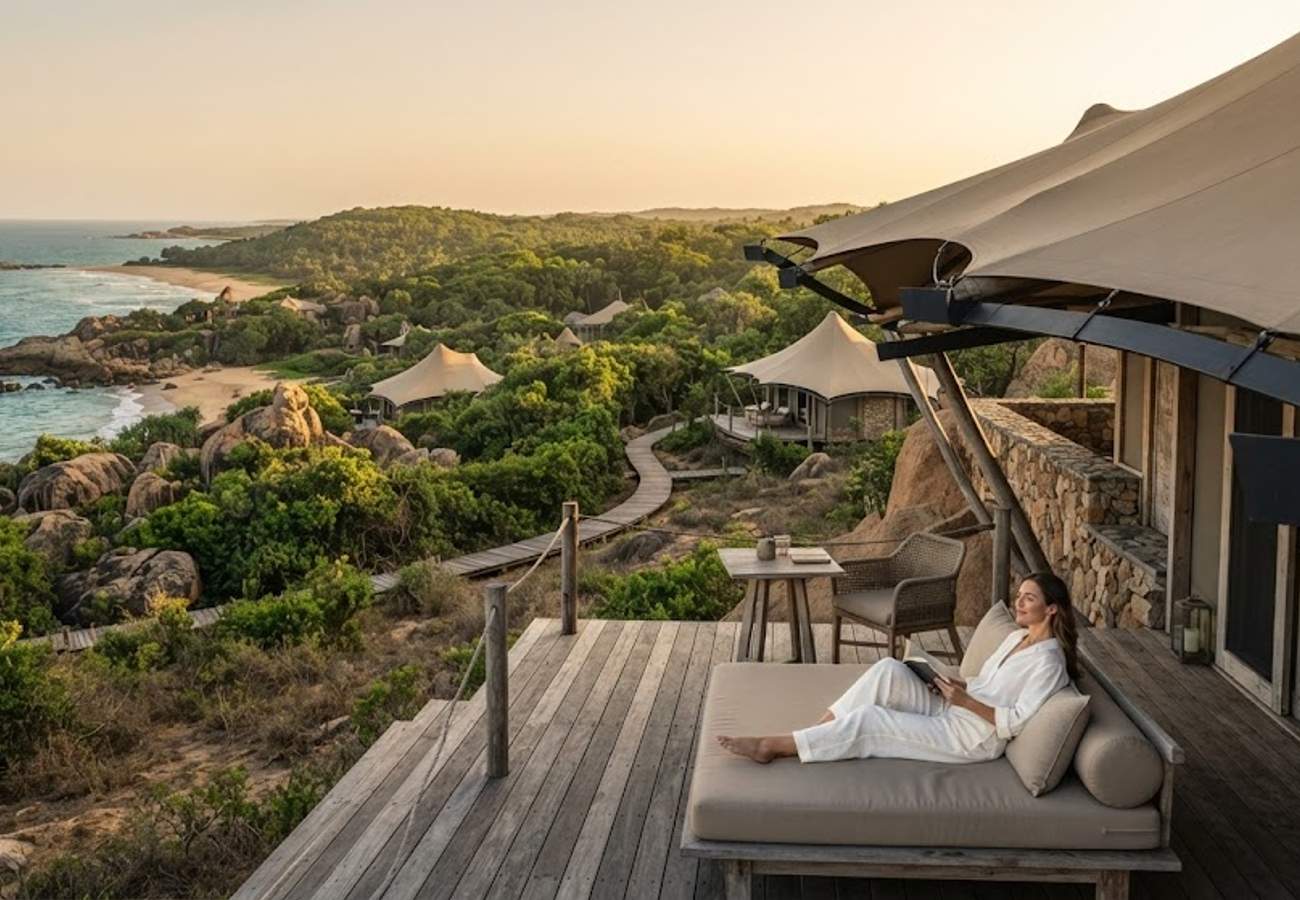 Wild Coast Tented Lodge wilderness retreat overlooking Yala National Park in southern Sri Lanka