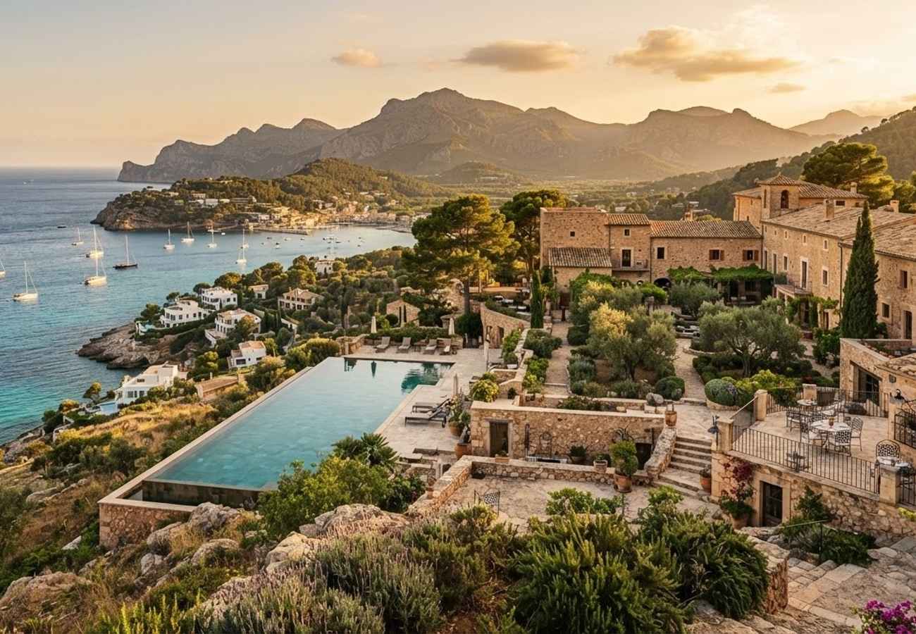 Luxury villa overlooking the Mediterranean coastline in the Balearic Islands