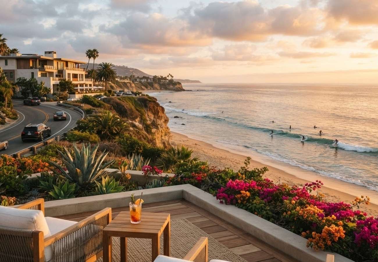 Luxury California resort landscape for Labor Day travel