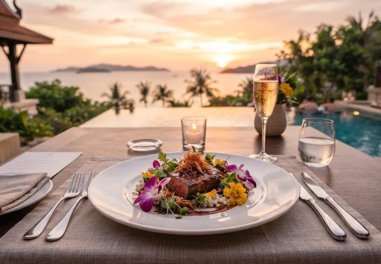 Luxury dining experience at Four Seasons Resort Koh Samui featuring Michelin-grade Thai cuisine