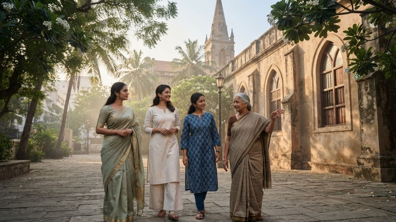 Historic architecture of St Patrick's Church in Chennai during Madras Week heritage walk.