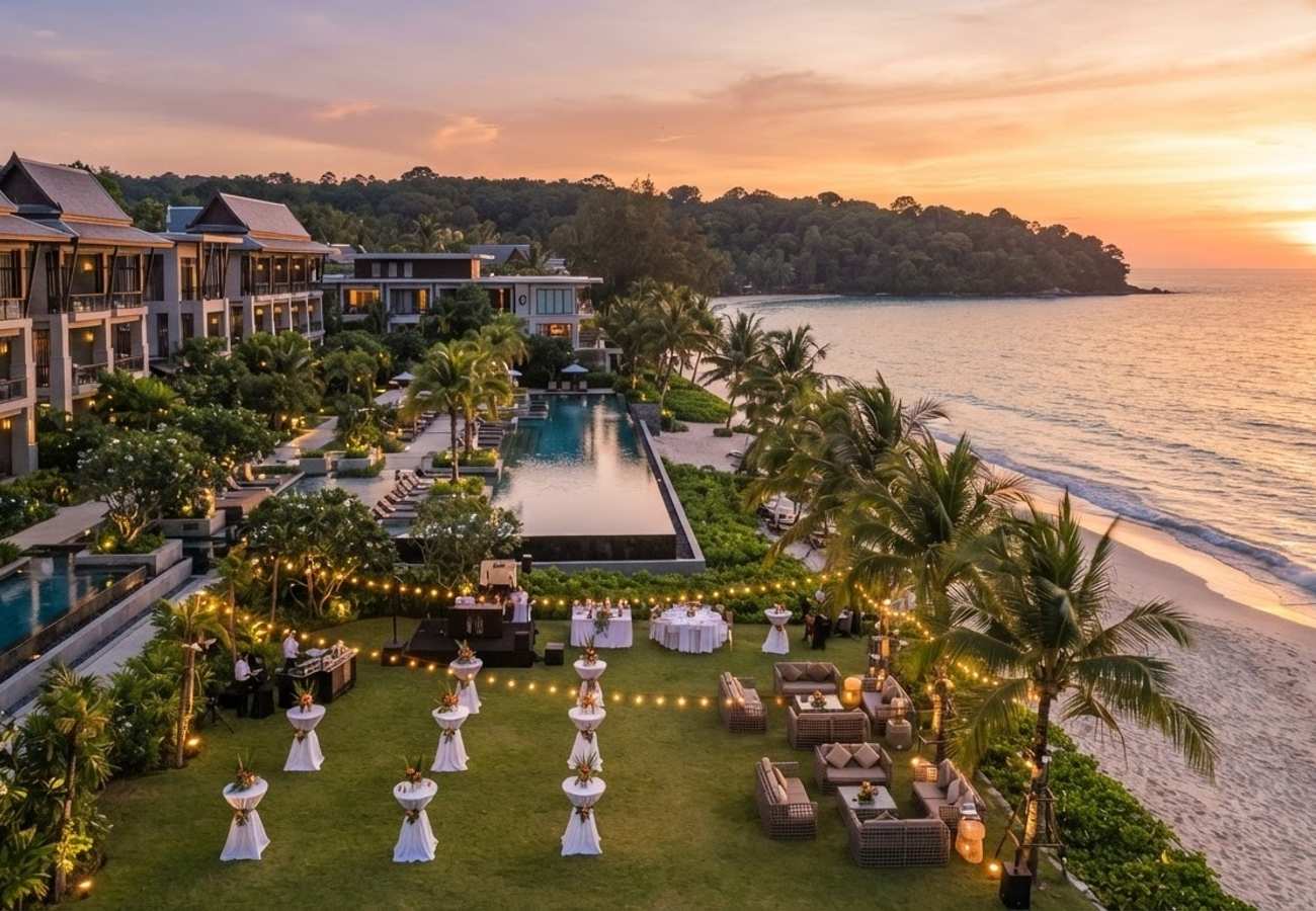 Aerial view of Phuket Marriott Resort & Spa Merlin Beach event spaces