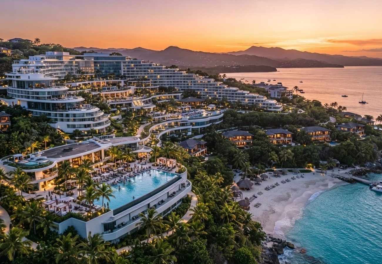Modern luxury hotel architecture and corporate extended stay suite