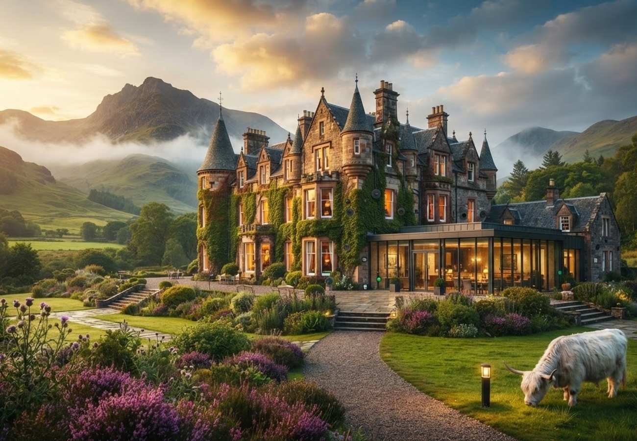 Modern smart technology integrated into a traditional Scottish castle hotel
