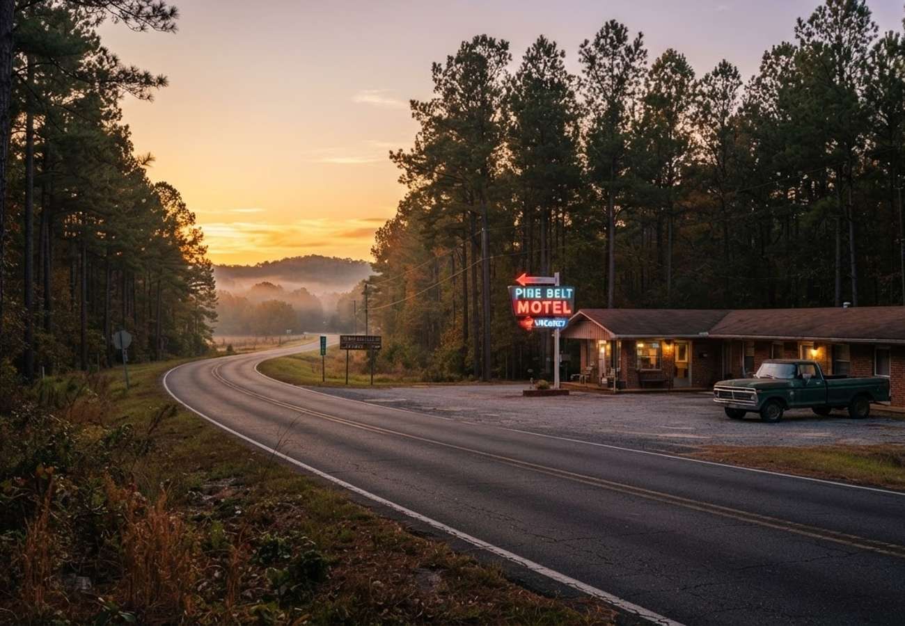 Scenic view of the Tombigbee River winding through the forests of Southwest Alabama