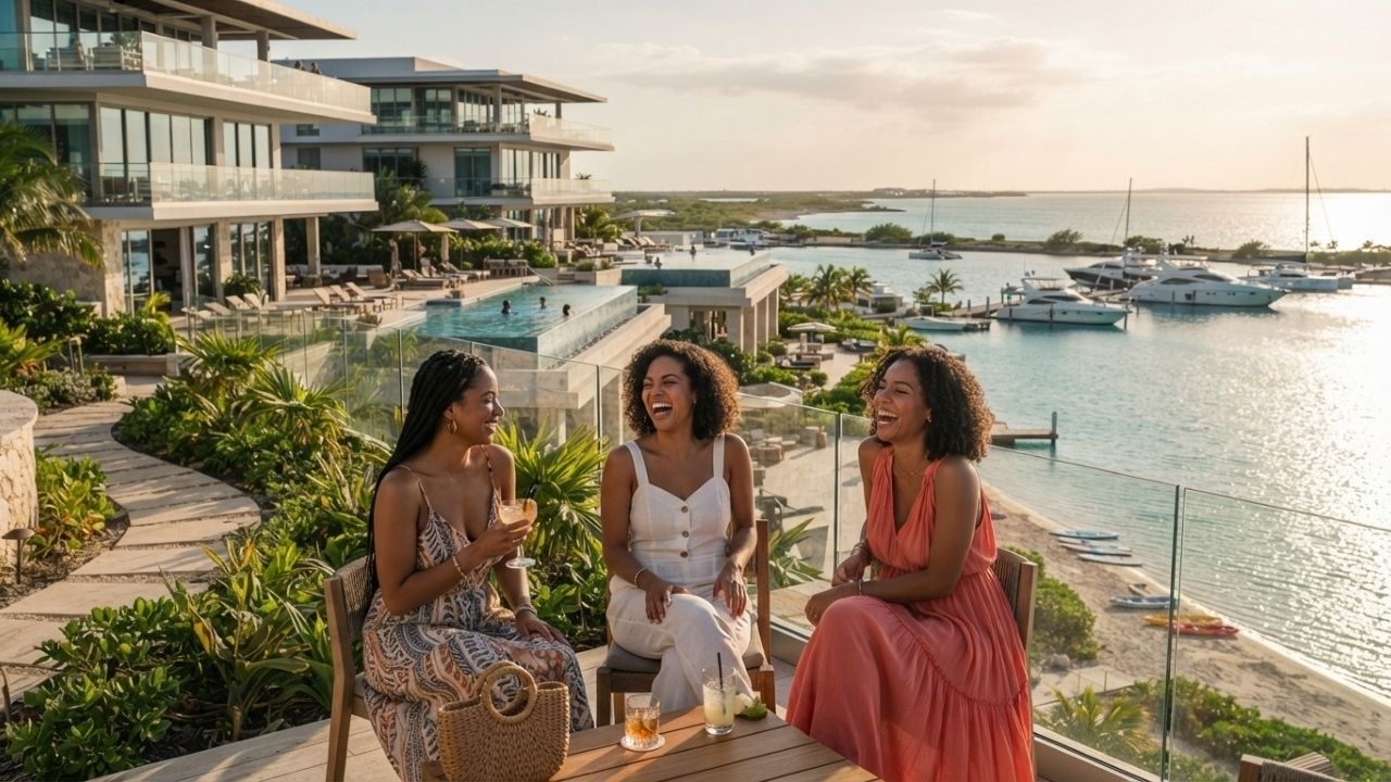 Luxury oceanfront Sky Villas architecture overlooking turquoise waters in Providenciales Turks and Caicos
