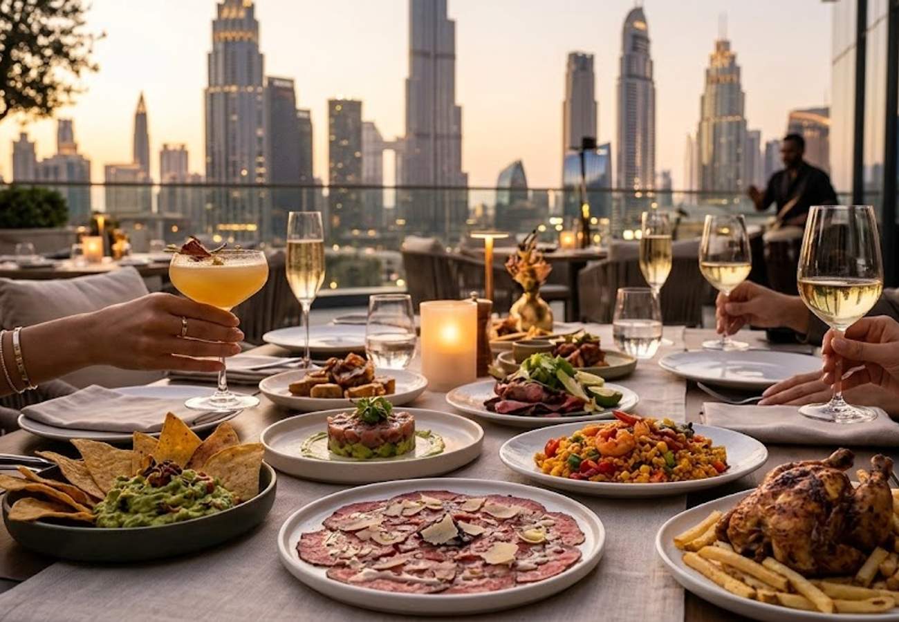 Modern luxury dining setting in Dubai DIFC