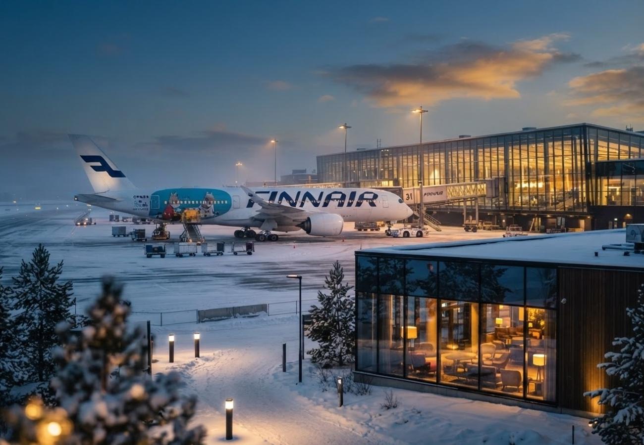Finnair aircraft and Radisson hotel branding representing the 2026 loyalty partnership