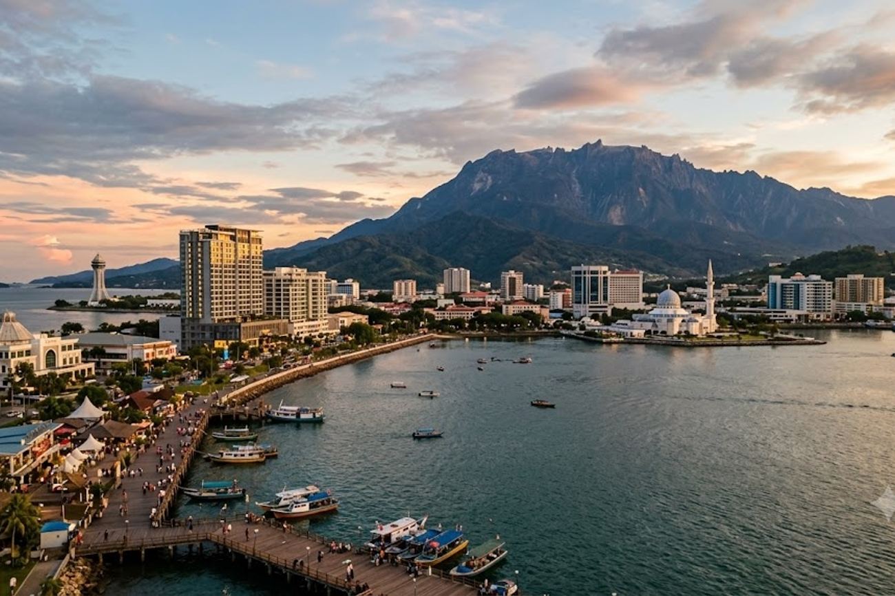 Kota Kinabalu waterfront and Tunku Abdul Rahman Marine Park in Sabah Malaysia