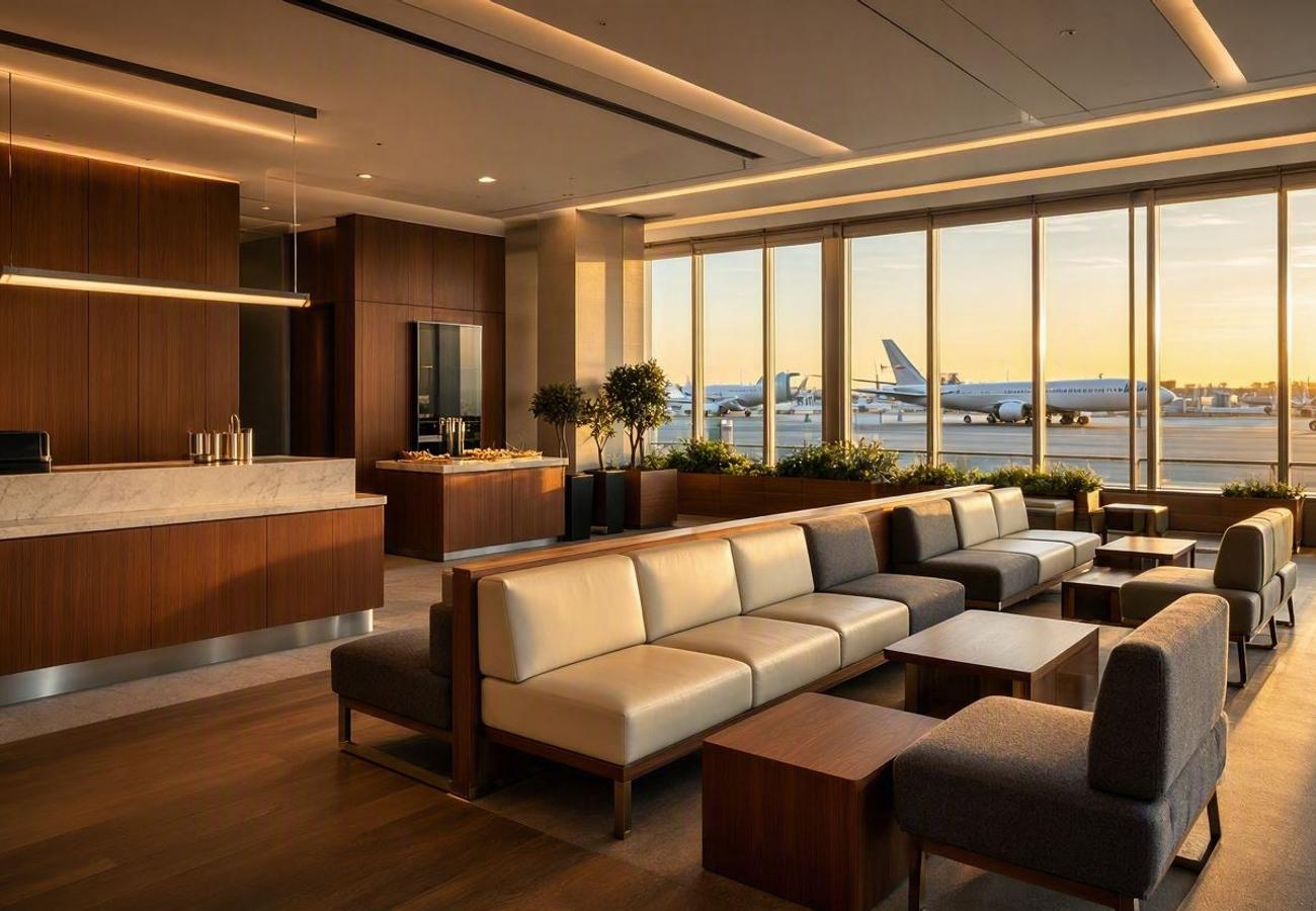 Plaza Premium Lounge interior showing premium passenger amenities