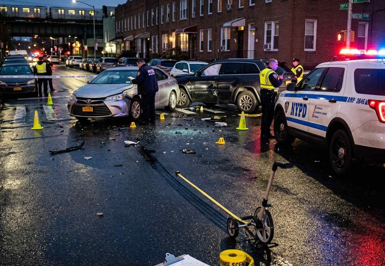 A car accident investigation representing liability factors in Queens, NY