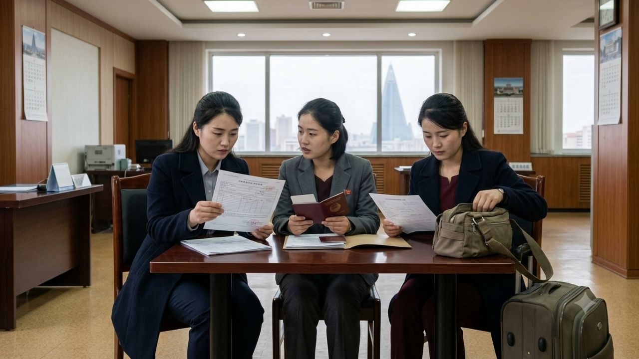 Pyongyang financial district building in North Korea