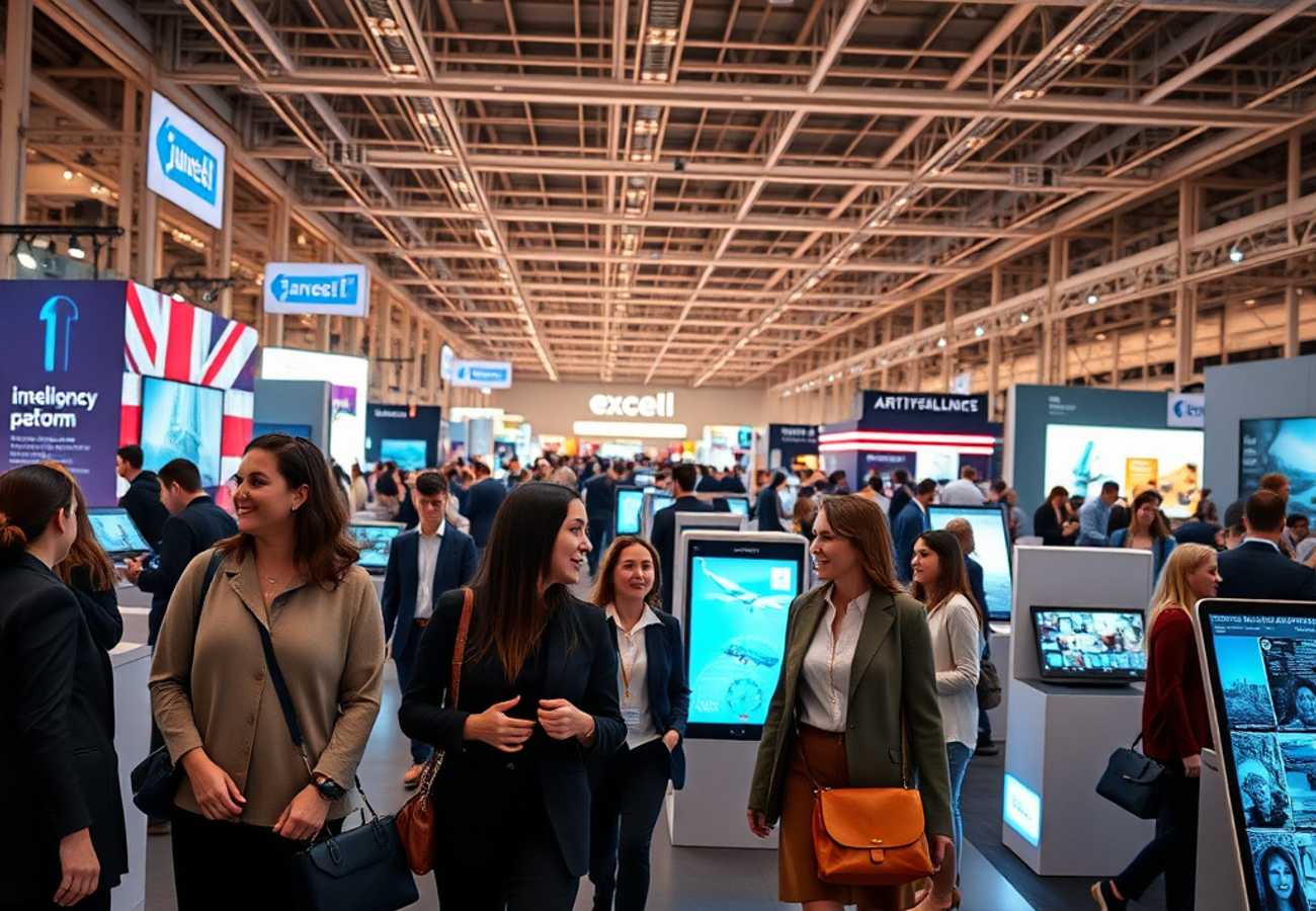 ExCeL London venue hosting TravelTech Show 2026 with international exhibitors and business travelers