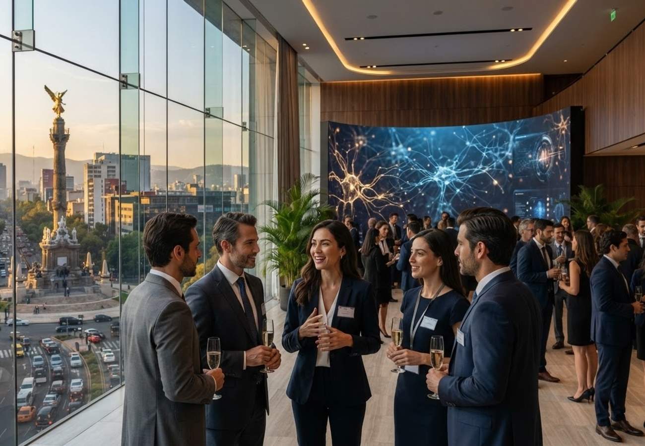 Professional corporate travel conference setting in Mexico City