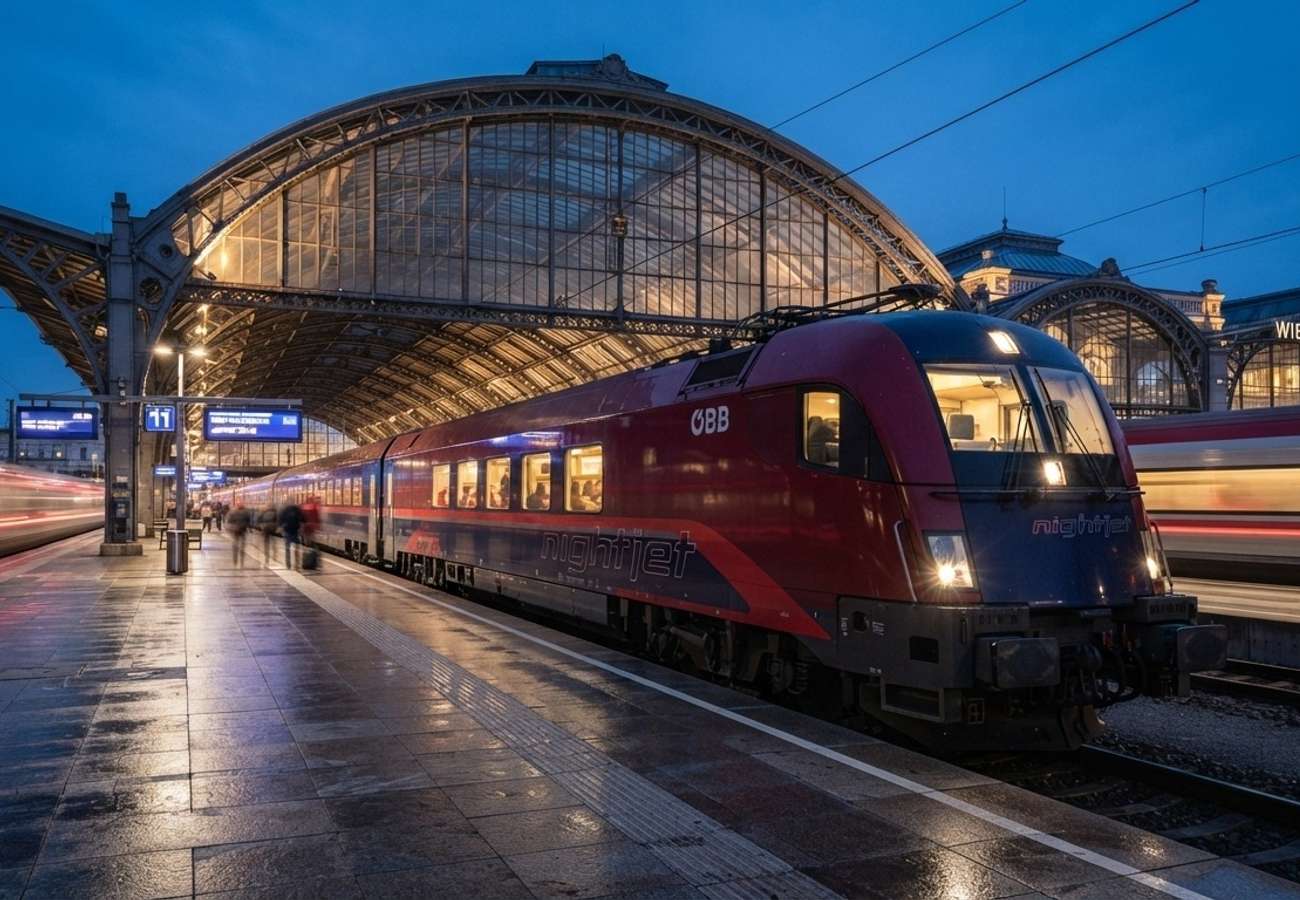 Modern European sleeper train cabin interior