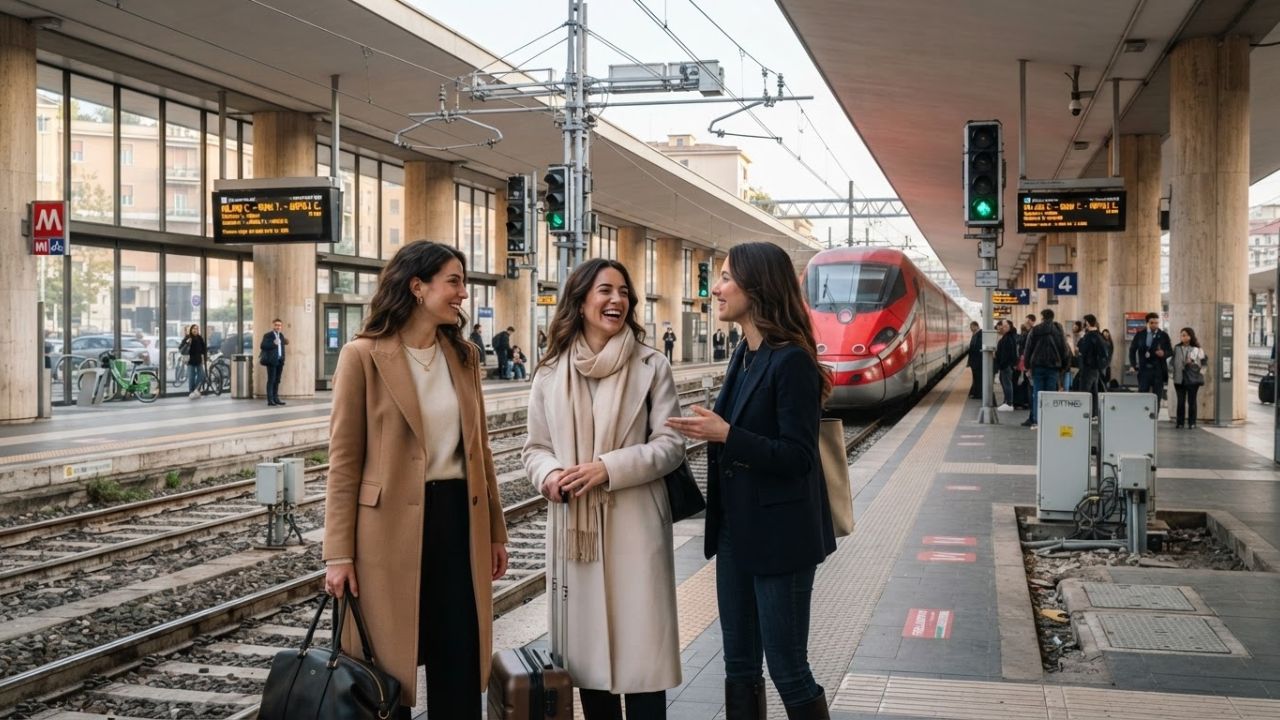 High-speed electric train traveling on modern railway track built by GCF in Europe