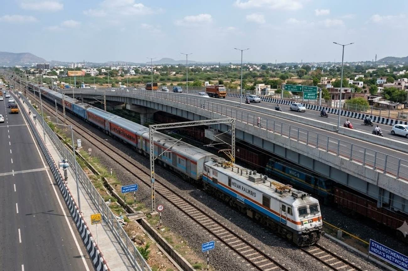 Indian Railways Strengthens Rail Network With Electric Traction Upgrade and New Four-Lane Road Over Bridge