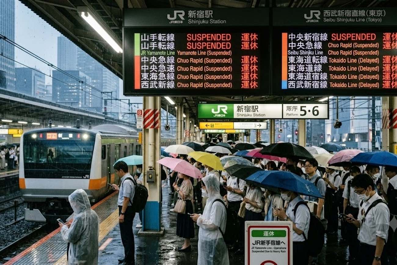 Heavy Rain Triggers Rail Chaos Across Japan and India