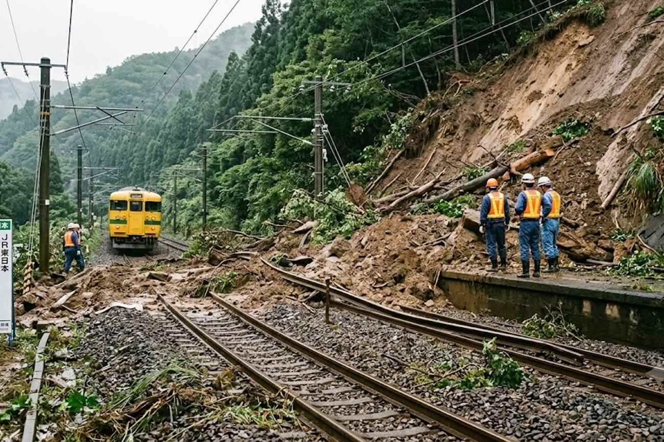 Japan’s Chiba Railway Services Halted as JR East Suspends Lines After Typhoon Landslide Damage