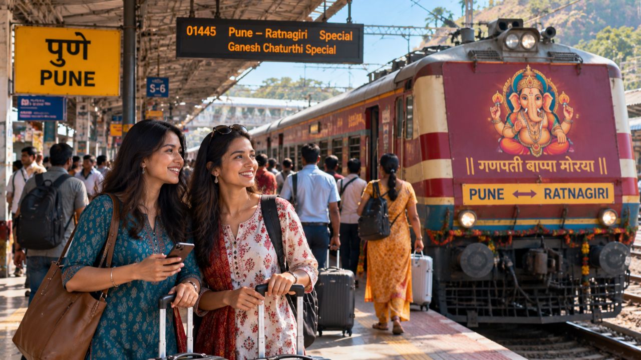 Central Railway LHB passenger train traversing the Konkan Railway line