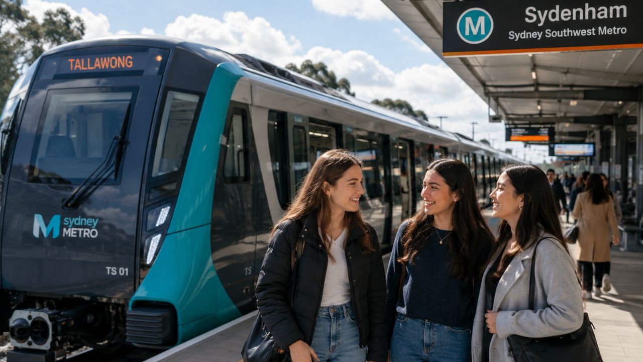 Automated driverless Sydney Metro train performing testing runs along the upgraded Bankstown corridor