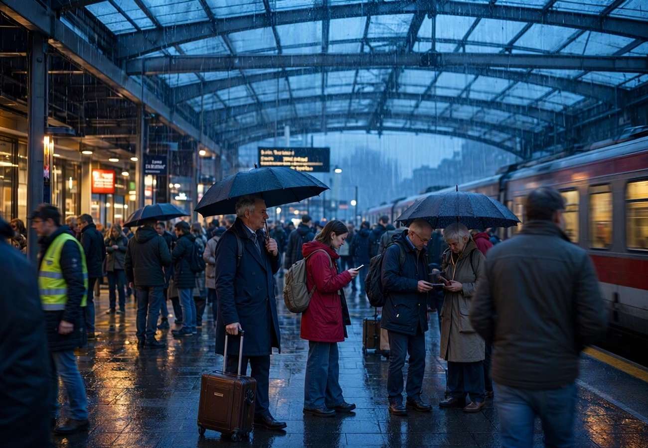 Swiss Federal Railways SBB train stopped on tracks during disruption