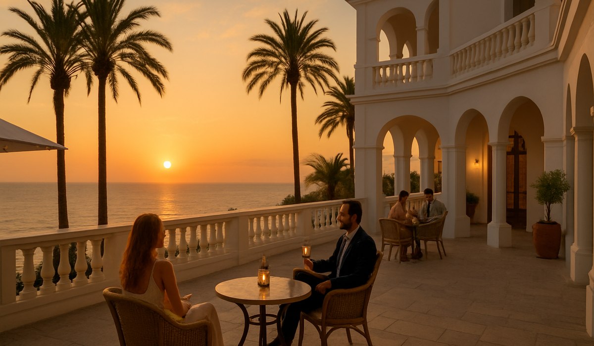 Spanish coastal resort destination during peak tourism season 2026, showcasing Mediterranean beaches and modern hotel infrastructure