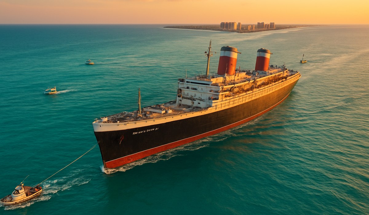 SS United States ship, historic ocean liner, Florida Gulf Coast artificial reef project 2026