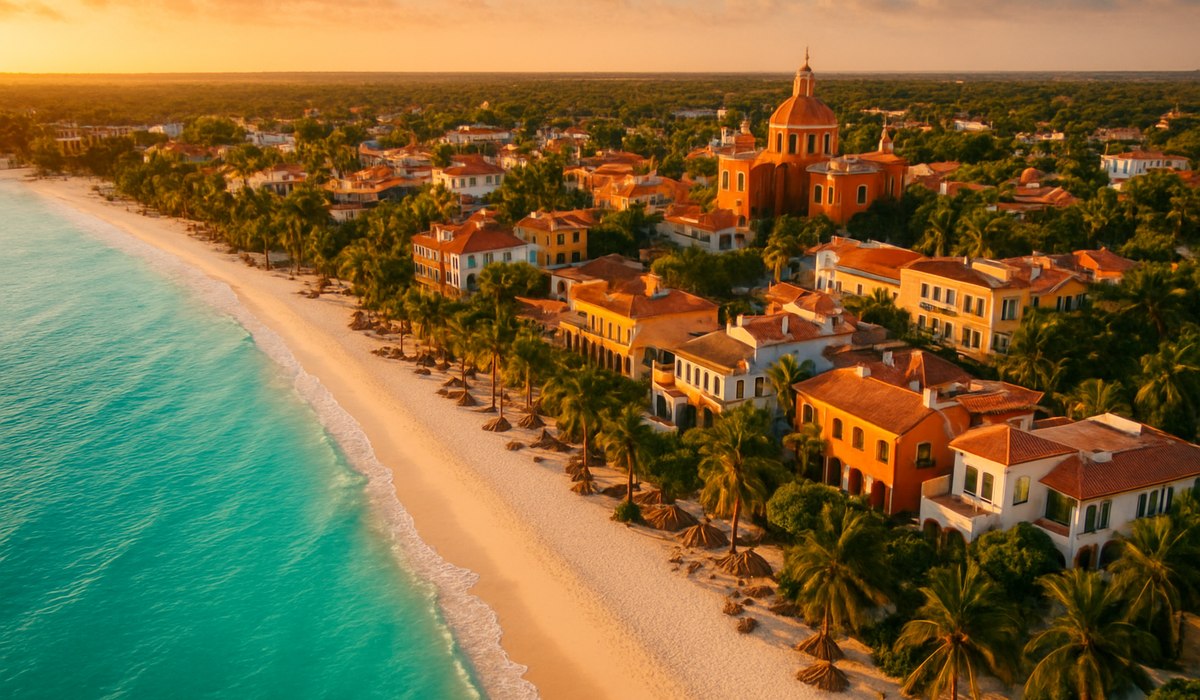 Mexico's tourism landscape showing colorful colonial architecture and international travelers, 2026