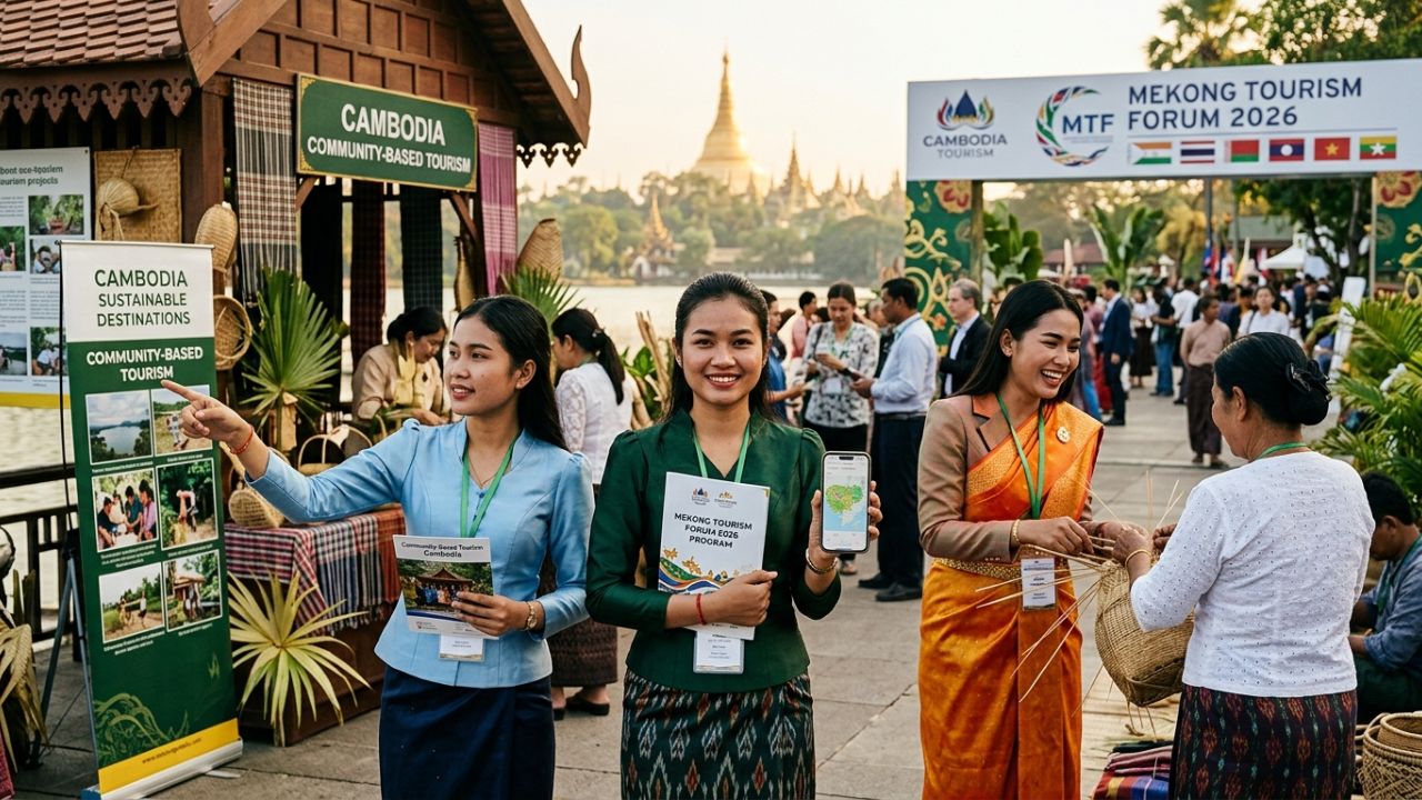 Delegates attending the Mekong Tourism Forum 2026 in Yangon, Myanmar, highlighting Cambodia's strategic push for sustainable community-based travel to actively defeat regional travel chaos and airport disruptions.