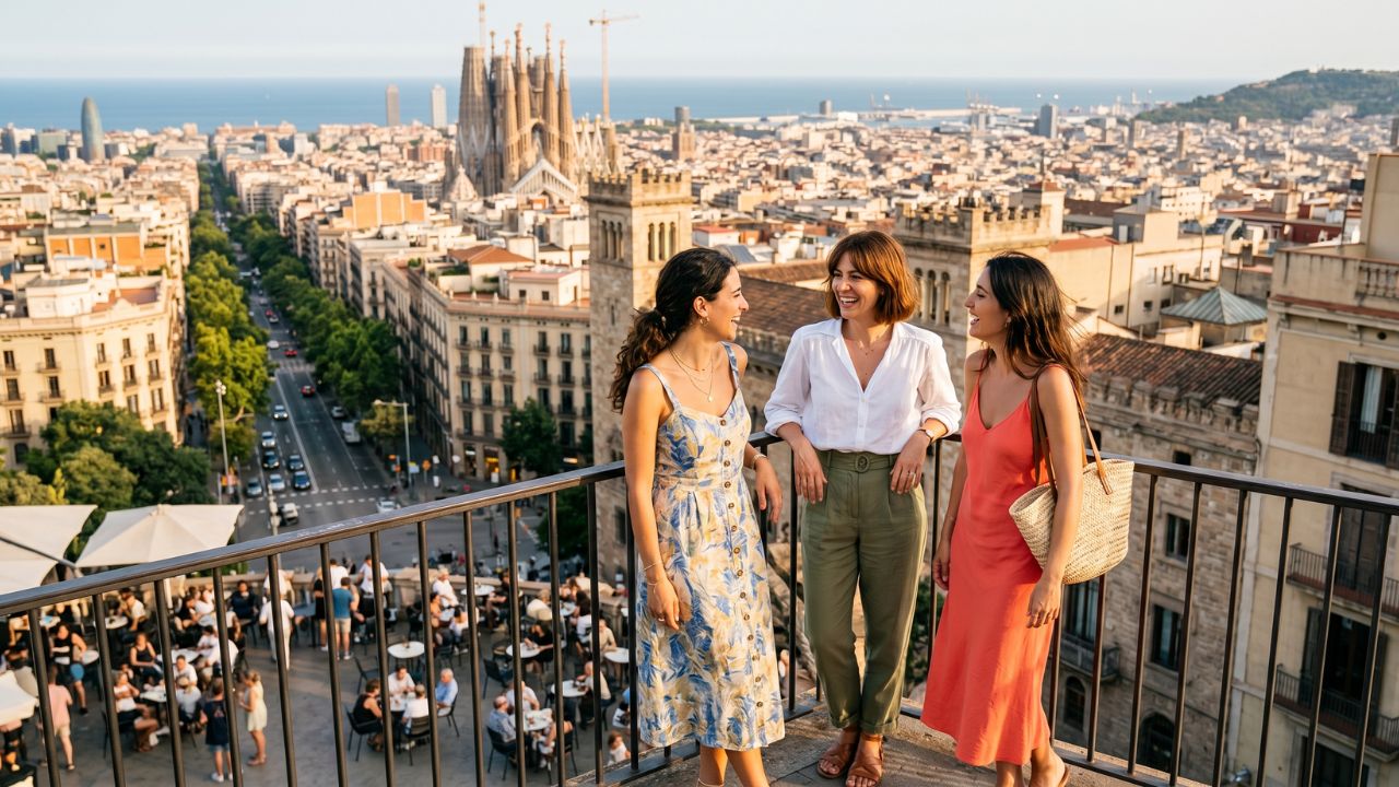 Millions of international tourists enjoying a disruption-free holiday on a pristine Spanish beach, successfully bypassing the severe travel chaos plaguing rival European destinations