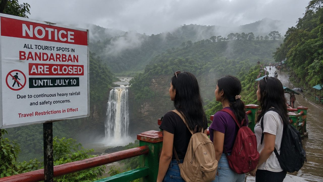 Scenic view of green hills and clouds shroud in mist in Bandarban hill district, Bangladesh during monsoon season