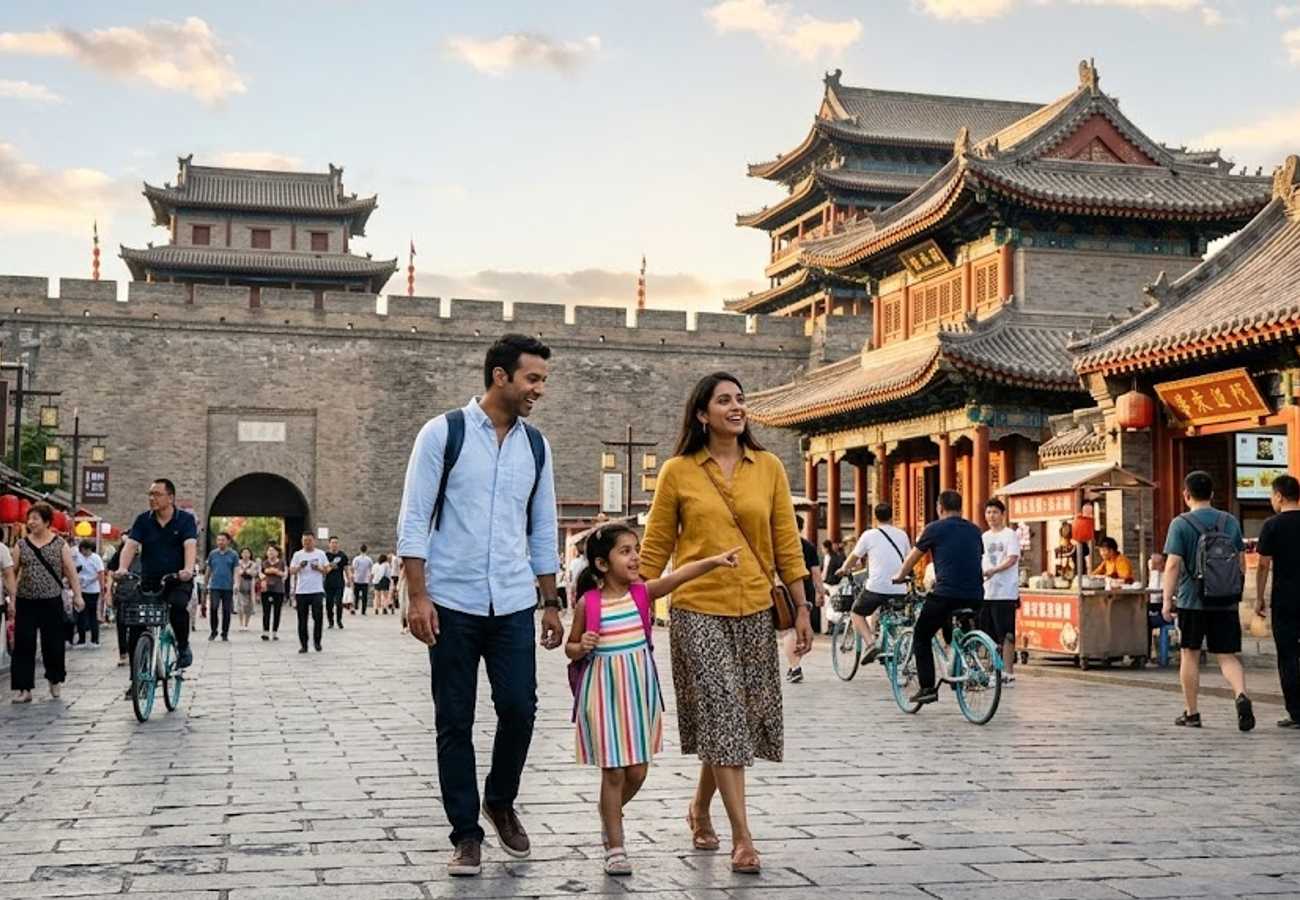 Modern skyline of a major Chinese city representing the surge in international tourism