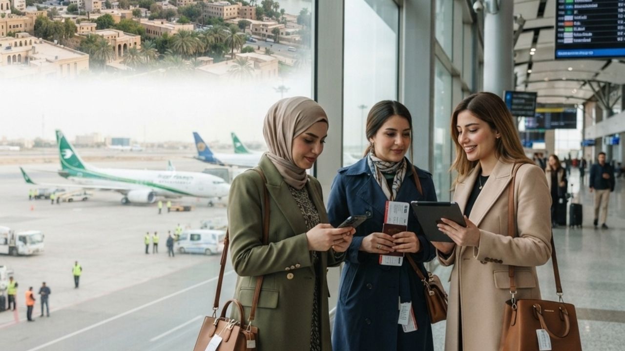 Modern airport passenger terminal at Erbil International Airport in Iraq