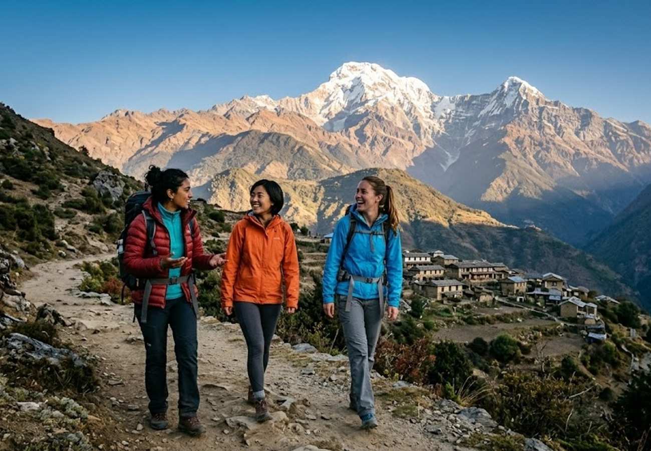 Himalayan mountain landscape of the Annapurna region in Nepal