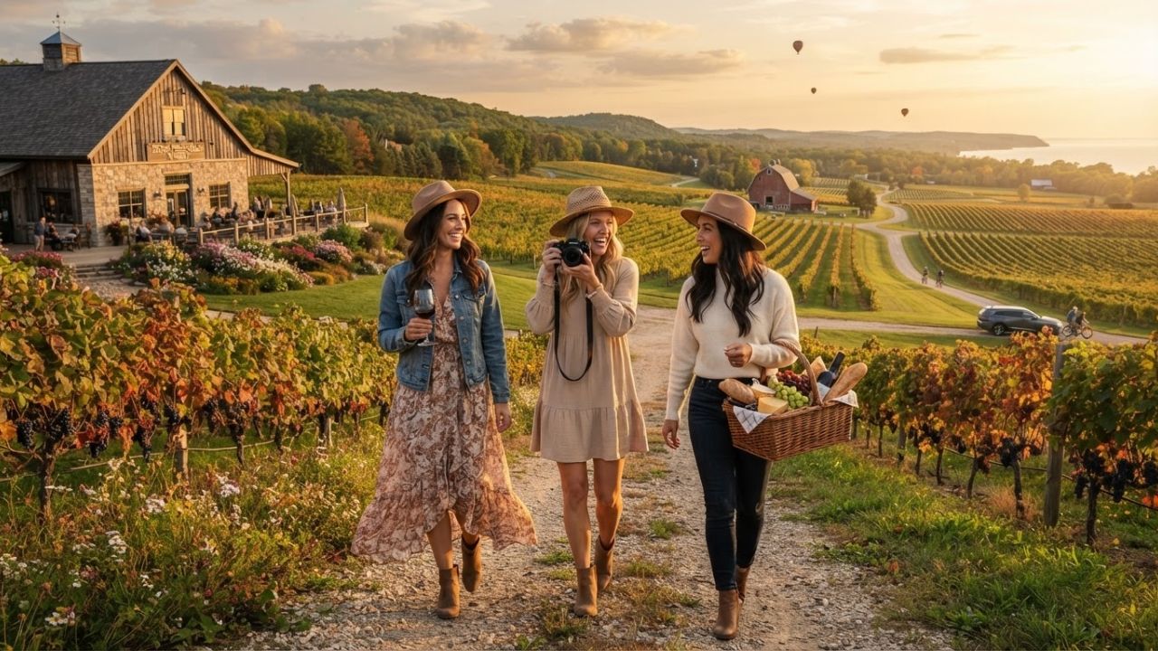 Scenic vineyard view in Wisconsin representing expanding wine tourism and rural travel