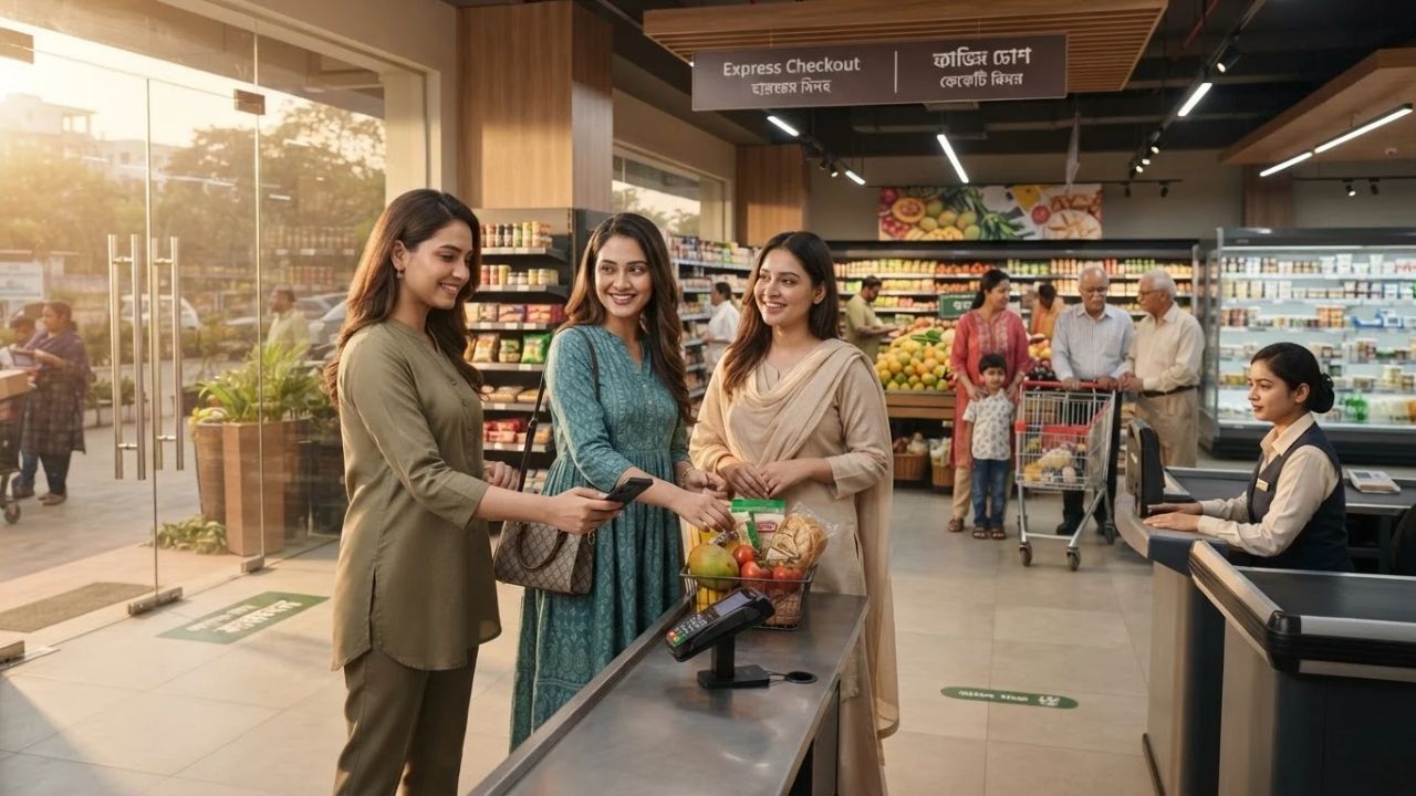 A customer using a premium credit card at a modern retail checkout terminal.