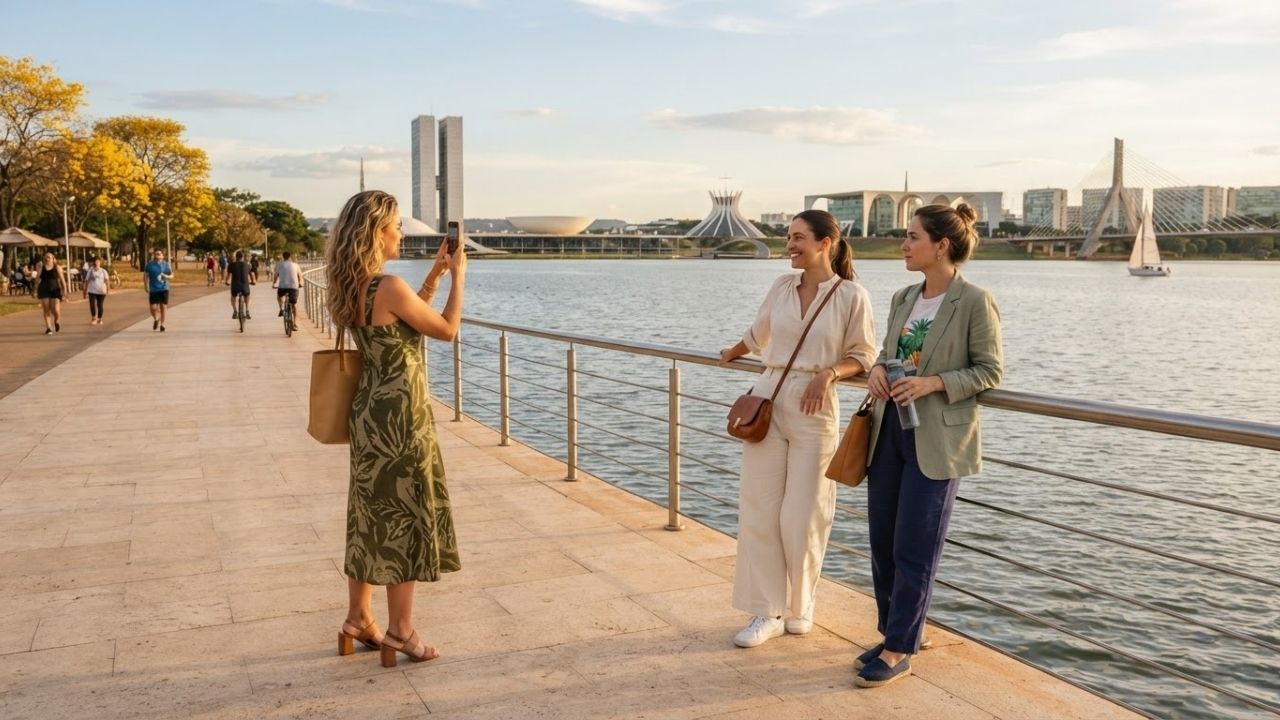 National Congress building and Metropolitan Cathedral in Brasília Brazil