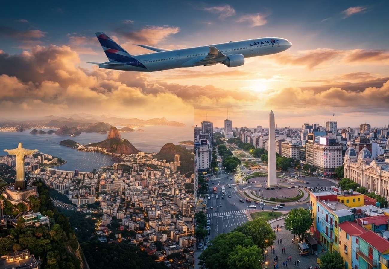 Aerial view of South American metropolitan skyline