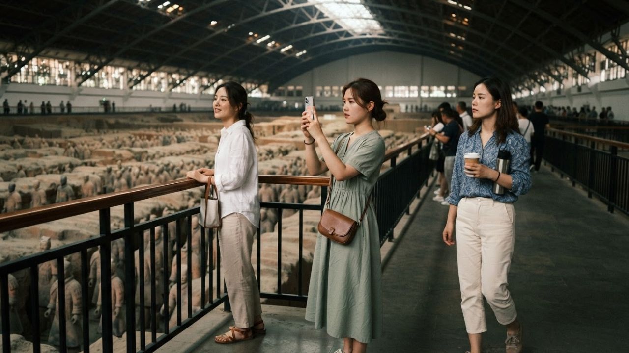 The Terracotta Army warriors in Pit 1 at the Emperor Qinshihuang's Mausoleum Site Museum in Xi'an, China — a heritage site that drew 531,175 visitors in the 2026 Spring Festival holiday period