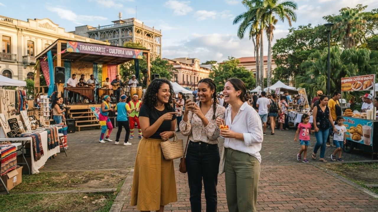 A lively outdoor music performance in Parque Morazán, San José.
