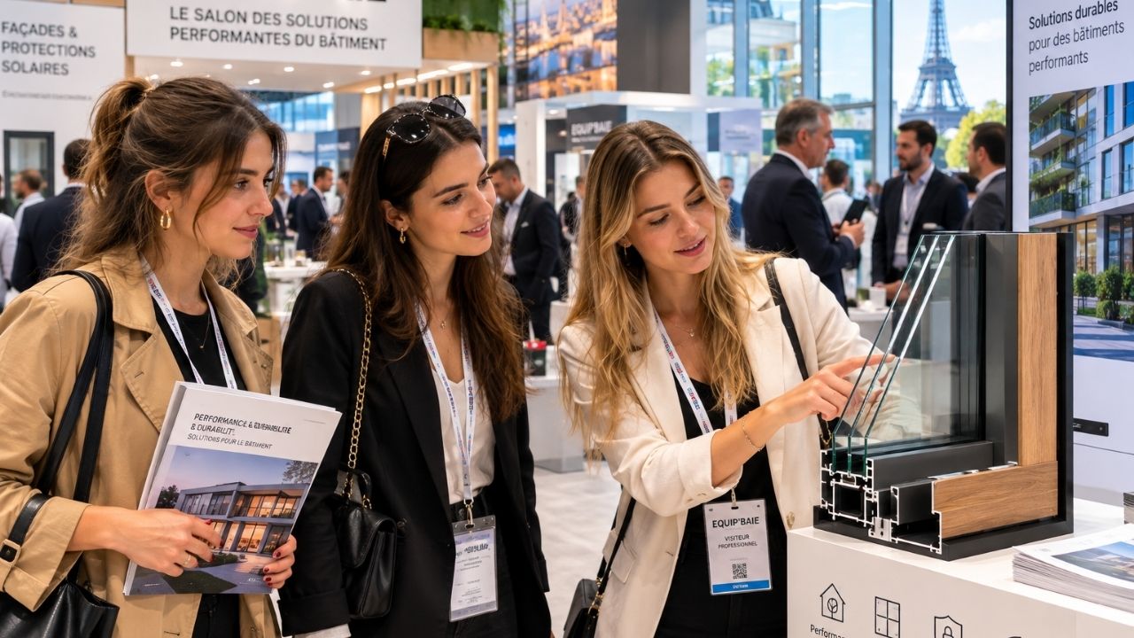 Modern energy-efficient window systems and smart building facades displayed at Paris Expo Porte de Versailles.