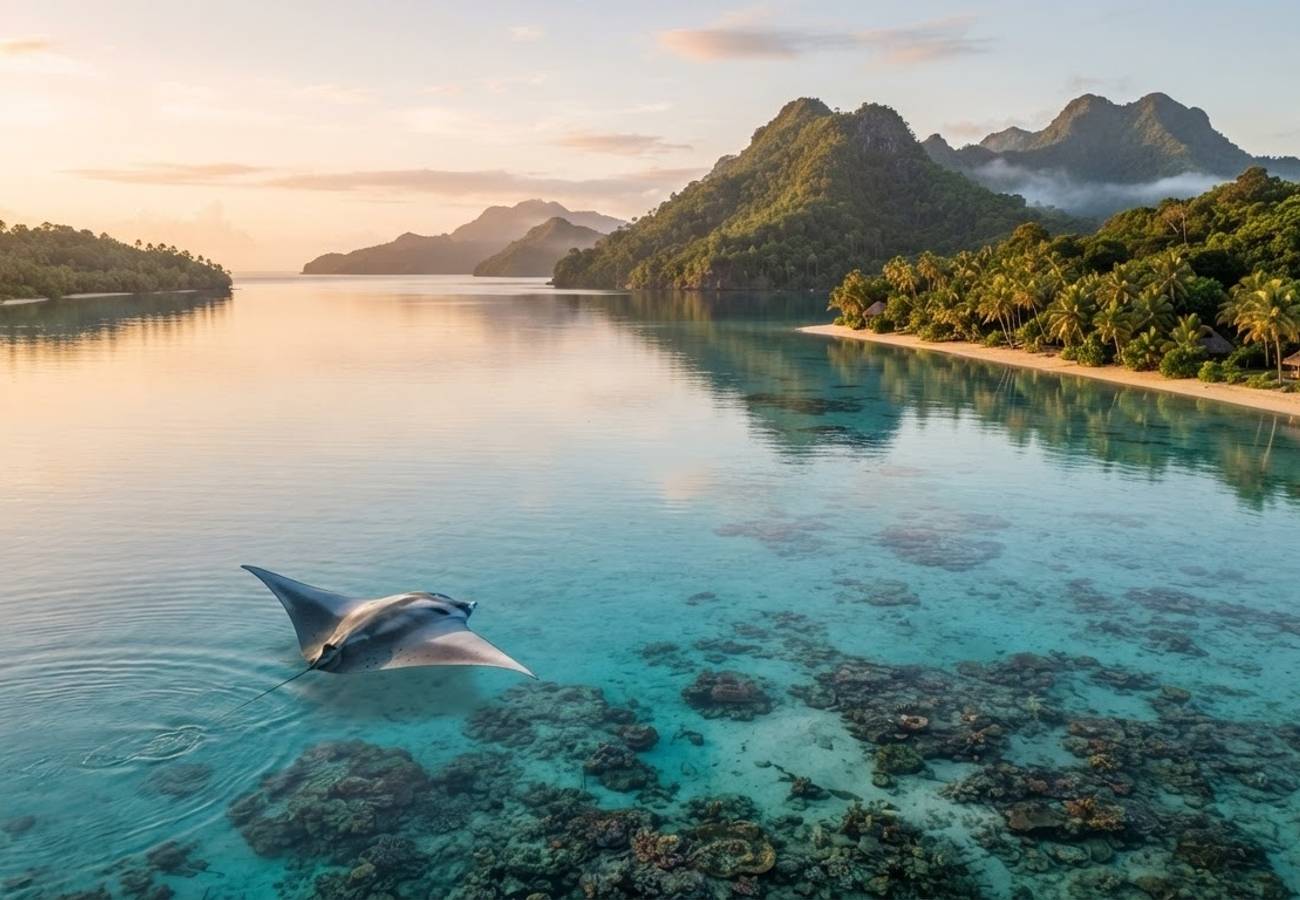 AI-generated representation of Fiji tropical landscapes and digital interfaces