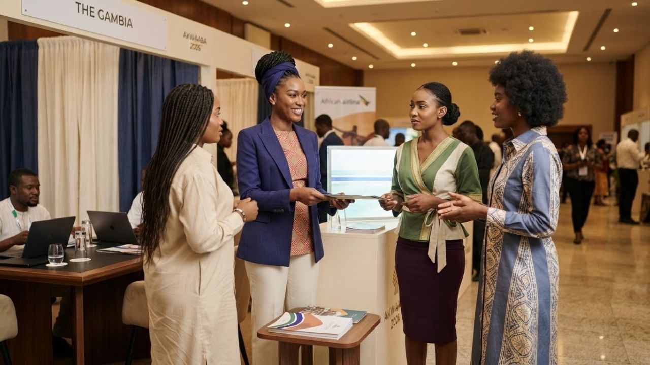 Travel trade representatives and delegates networking at Akwaaba African Travel Market in Lagos