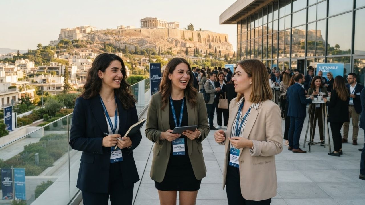 A scenic view of the Acropolis in Athens, showcasing historic structures and modern infrastructure.