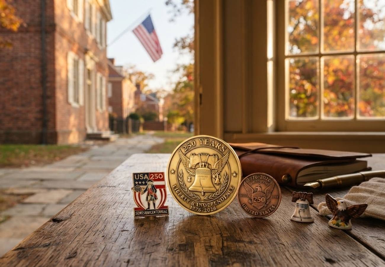 Commemorative America 250 anniversary souvenirs and heritage travel items