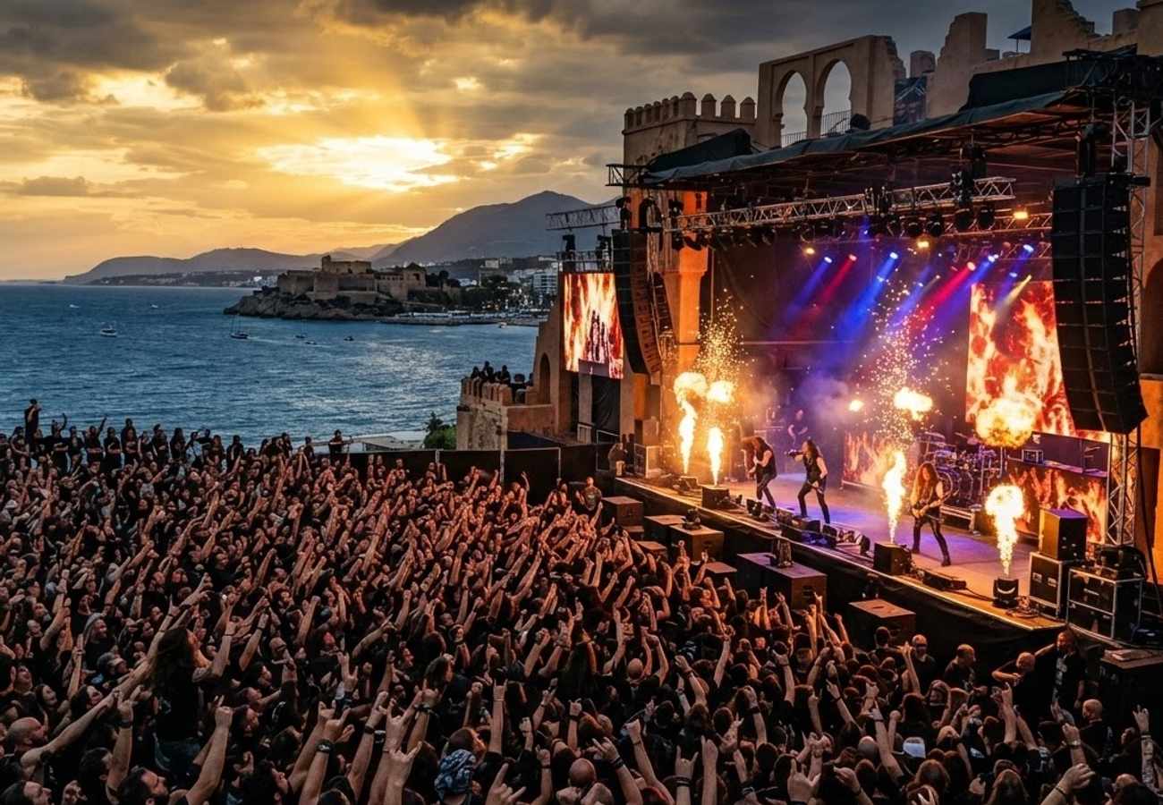Aerial view of Marenostrum Fuengirola beach venue during a concert
