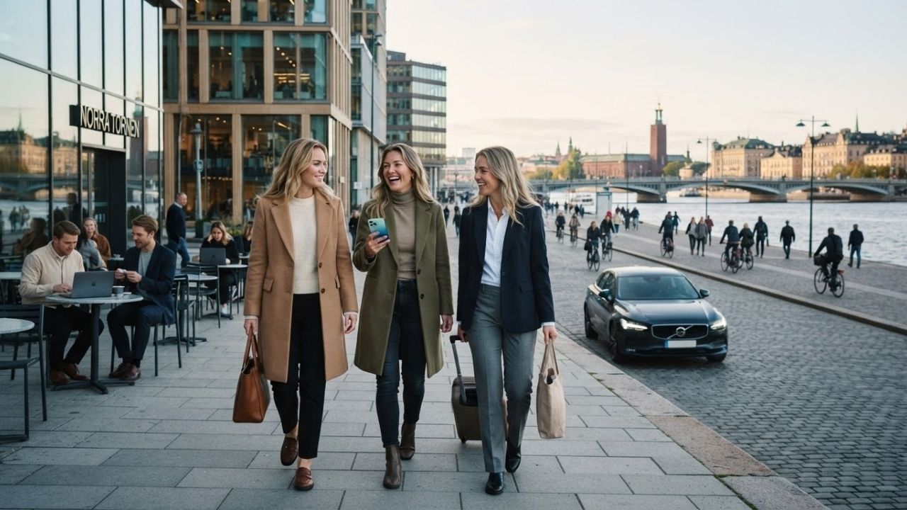 Stockholm Arlanda Airport terminal and business travelers arriving in Stockholm during the 2026 tech startup investment surge