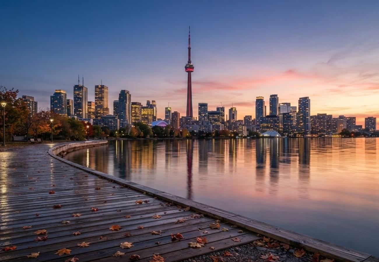 Modern Canadian cityscape representing professional immigration and economic opportunity