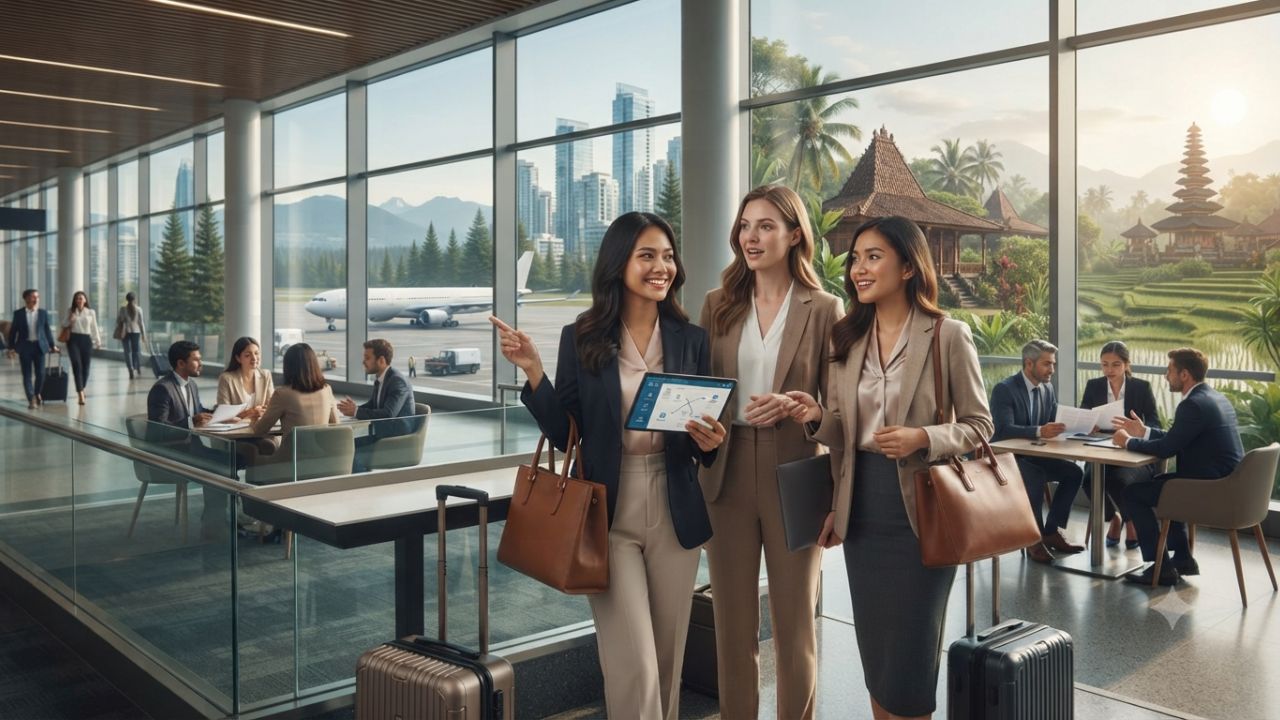 Transpacific flight routes and business travel links connecting Canada and Indonesia